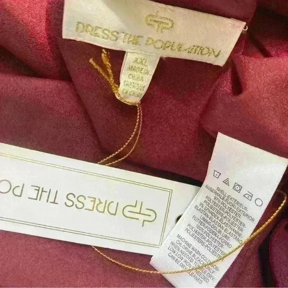 NWT Dress the Population Lillie Cape Sleeve Knit Jersey Mini Dress XXL Burgundy - Picture 13 of 16
